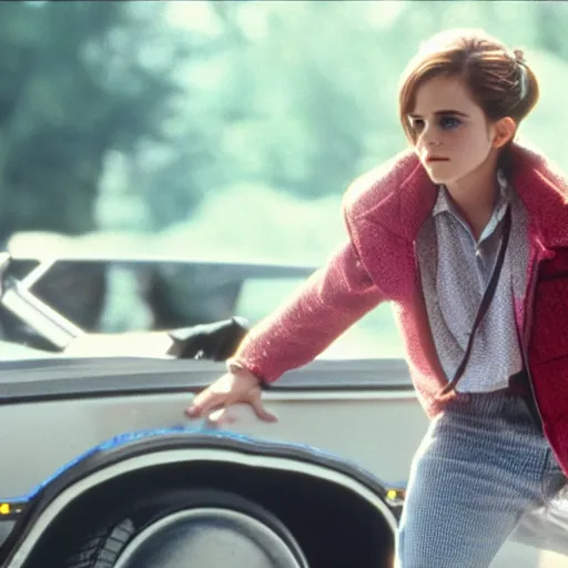 Image similar to emma watson starring in the movie back to the future part 2, movie still, 8 k