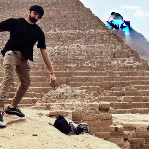 Image similar to gopniks vandalizing the pyramids