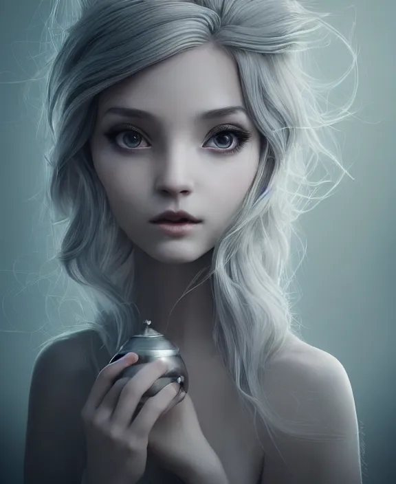 Image similar to cute anthropomorphic dvd by charlie bowater and anna dittmann and artgerm and clemens ascher, portrait, intricate, elegant, silver mist, product shot, macro, symmetrical face, highly detailed, dramatic lighting, sharp focus, octane render, trending on artstation, artstationhd, artstationhq, unreal engine, 4 k, 8 k