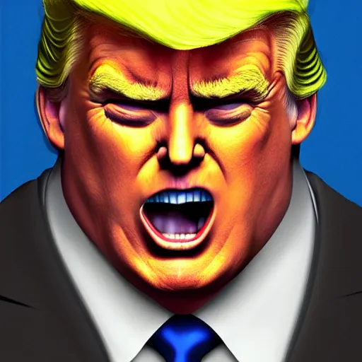 Image similar to donald trump stylized as hulk, portrait, artstation, concept art by greg rutkowsk