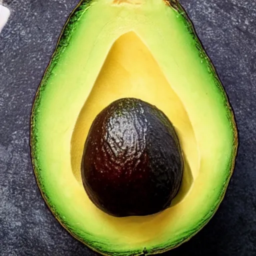 Prompt: photo of an avacado that has a person's face