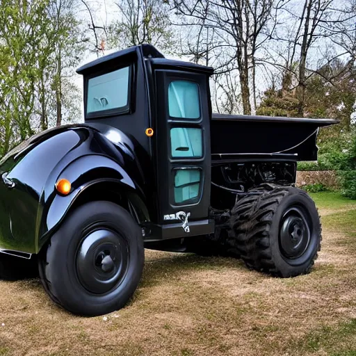 Image similar to The fartomobile, fart powered black tractor with toilet seat and skull