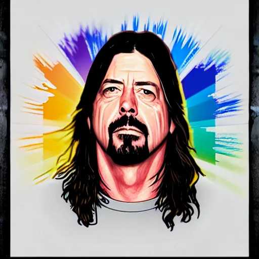 Image similar to dave grohl in gta v covert art painted by stephen bliss, centered, uncropped, full body, symmetrical face