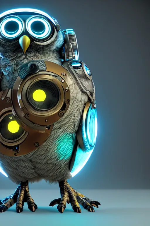 Prompt: high quality 3 d render very cute cyborg owl! with boombox, cyberpunk highly detailed, unreal engine cinematic smooth, in the style of blade runner & detective pikachu, hannah yata charlie immer, moody light, low angle, uhd 8 k, sharp focus