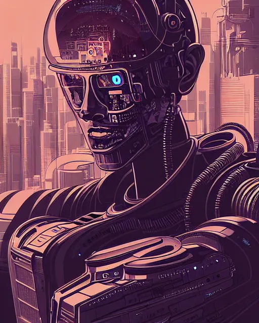 Image similar to robot, character portrait, portrait, close up, concept art, intricate details, highly detailed, sci - fi poster, cyberpunk art, in the style of disney, katsuhiro otomo