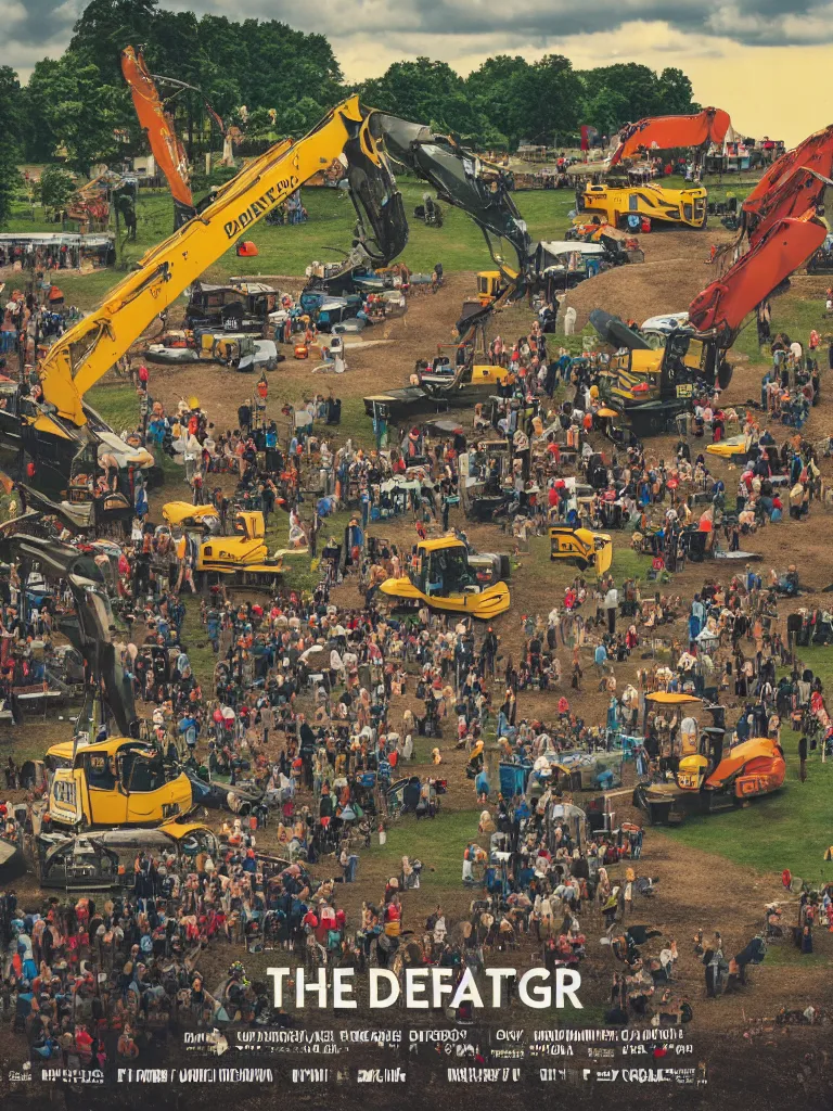 Image similar to poster for the diggerfest festival, in the uk, summer, diggers, teen vogue, 8 k, high detail, center of focus, rule of thirds, composition, y 2 k aesthetic