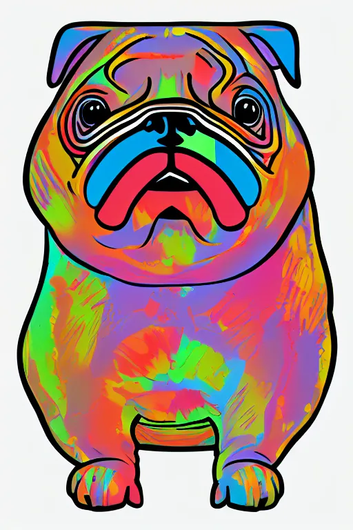 Prompt: Portrait of a big chungus pug, sticker, colorful, illustration, highly detailed, simple, smooth and clean vector curves, no jagged lines, vector art, smooth