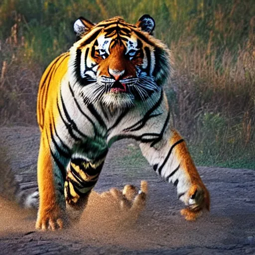 Image similar to a tiger fighting mufasa