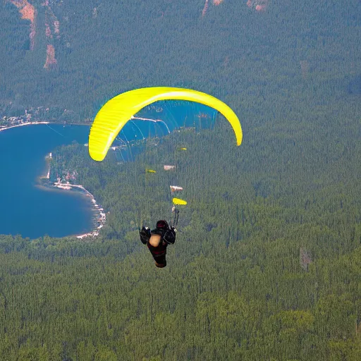 Image similar to a bear paragliding, photo, 8 k resolution