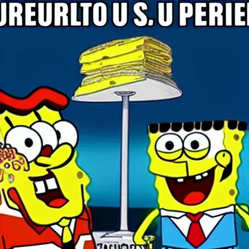 Prompt: spongebob as us president