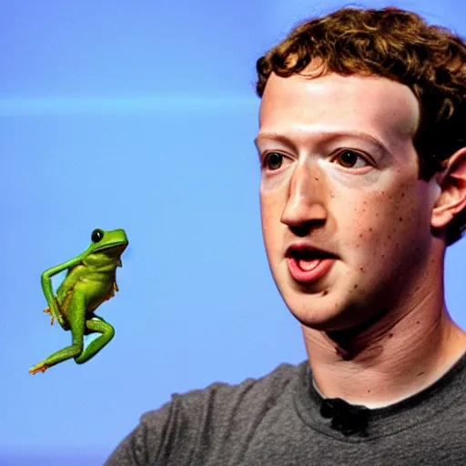 Image similar to mark zuckerberg holding a frog