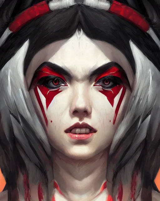 Image similar to a stunning portrait of ryuko matoi as an ancient greek priestess, close up portrait, digital art by ross tran and angel ganev, highly detailed, trending on artstationhq