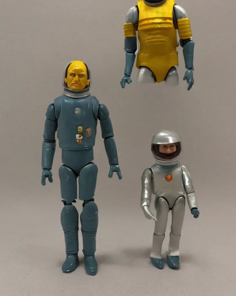 Image similar to photo of a kenner 1 9 8 0's action figure, heroically proportioned, young face, space helmet, five points of articulation, sci - fi, 8 k, full body