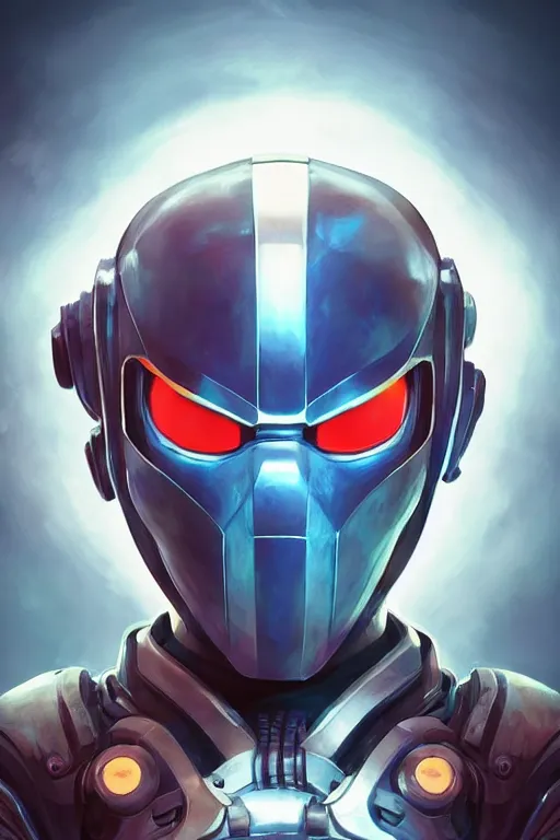 Image similar to epic mask helmet robot ninja portrait stylized as fornite style game design fanart by concept artist gervasio canda, behance hd by jesper ejsing, by rhads, makoto shinkai and lois van baarle, ilya kuvshinov, rossdraws global illumination radiating a glowing aura global illumination ray tracing hdr render in unreal engine 5