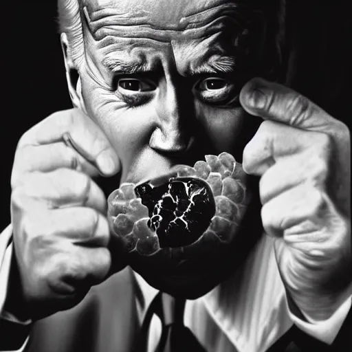 Image similar to joe biden eating the demon core, photography, realism, realistic, photorealism, photography, f 3. 5