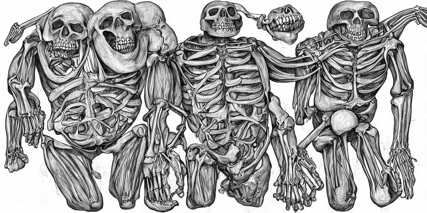 Image similar to kool - aid man and skeleton anatomical drawing highly detailed illustration