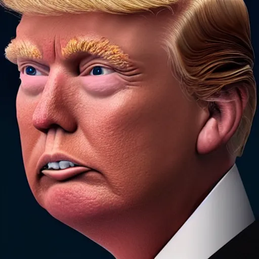 Image similar to a malnourished Donald Trump, 8k, high definition, highly detailed, photo-realistic