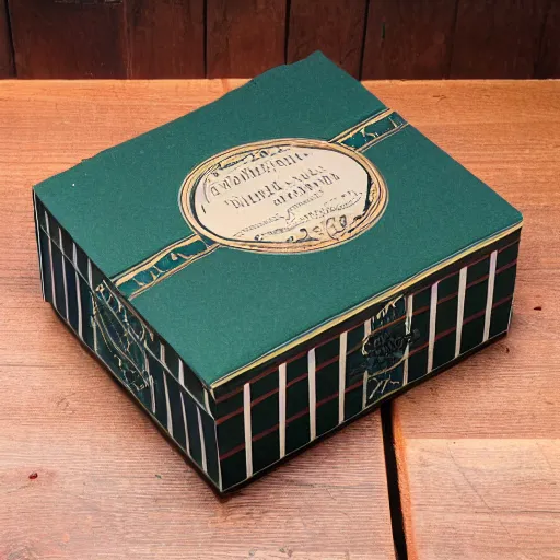 Prompt: vintage craft paper gift box for men, old school