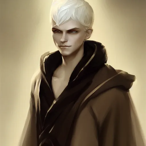 Prompt: white haired deity, godly, boy, elegant, smooth, artstation, highly detailed, pure face, full body, by Charlie bowater