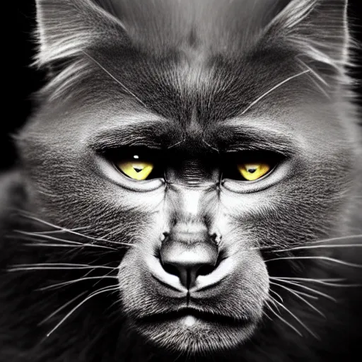 Image similar to a feline cat - gorilla - hybrid, animal photography