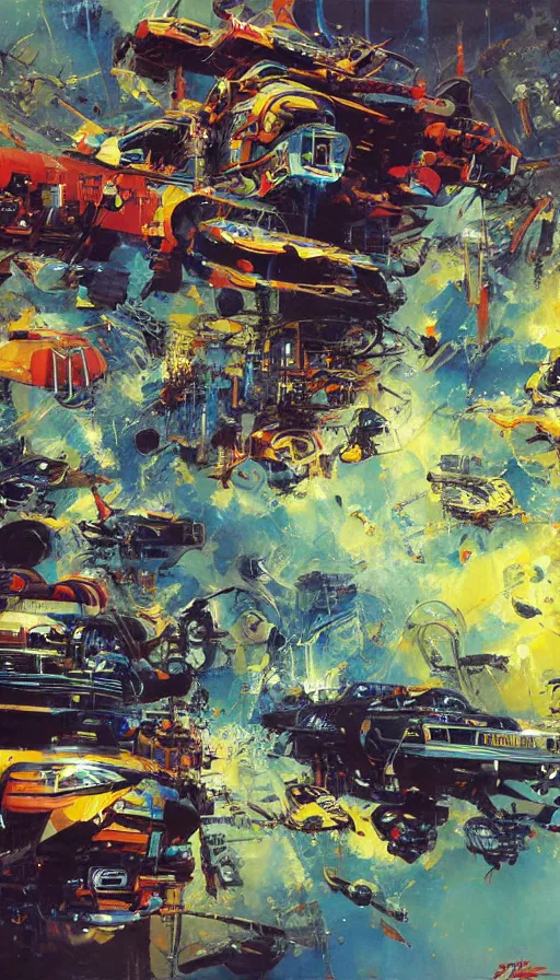 Image similar to psytrance artwork, by john berkey