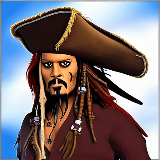 Image similar to jack sparrow in the style of monkey island