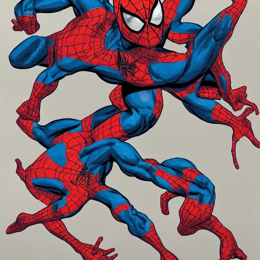 Image similar to gouache on paper glued on the amazing spider - man comic