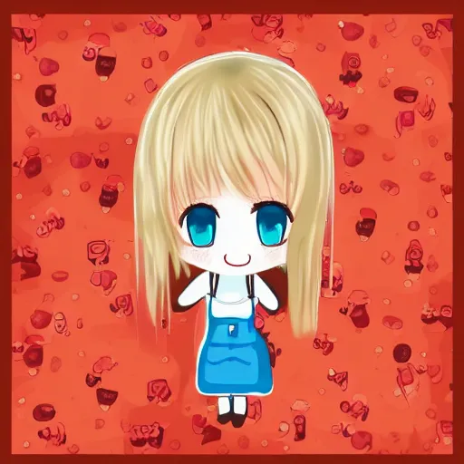 Image similar to cute chibi emoji of a red hair girl love