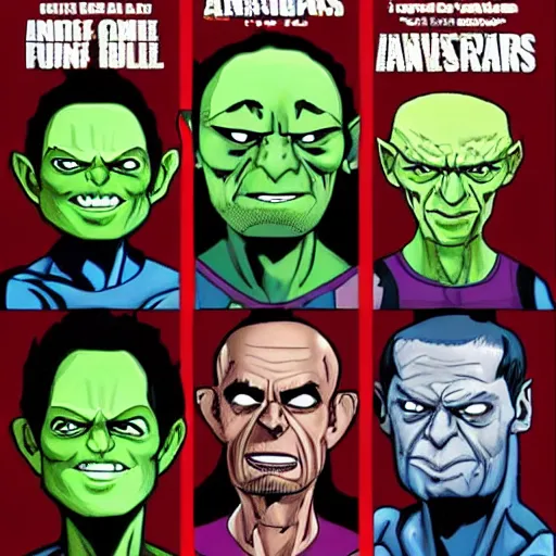Image similar to avengers with gollum face