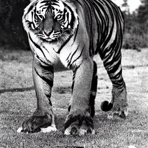 Image similar to an old photo of a tiger with a general's outfit