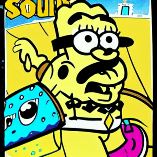 Prompt: spongebob - squarepantsy - as - wario comic - con comic - book drawing from mad - magazine