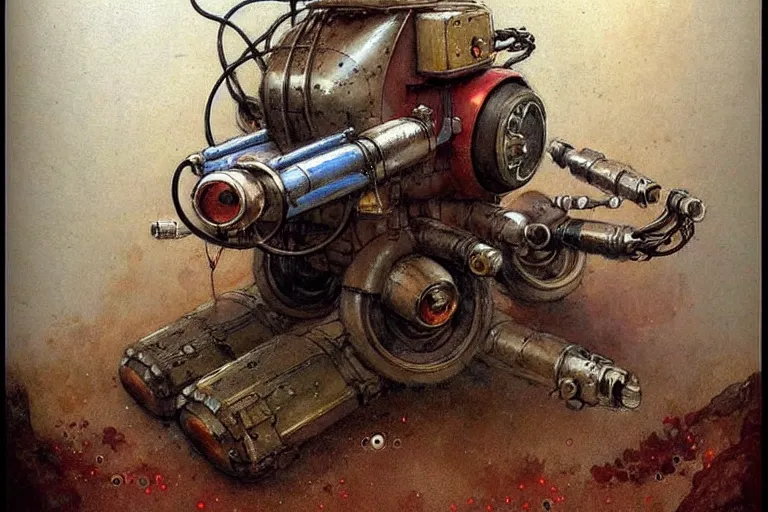 Image similar to adventurer ( ( ( ( ( 1 9 5 0 s retro future robot mole tunneling machine. muted colors. ) ) ) ) ) by jean baptiste monge!!!!!!!!!!!!!!!!!!!!!!!!! chrome red