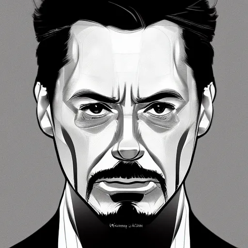 Prompt: concept art of tony stark, vector art, by cristiano siqueira, highly detailed, artstation, high quality