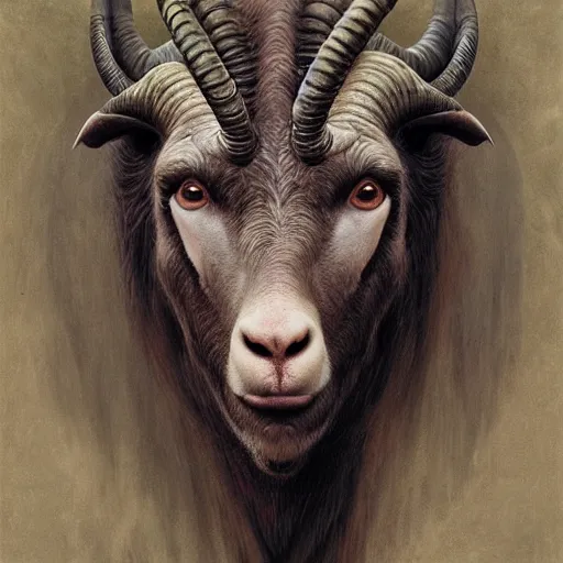 Image similar to vladimir putin, anthropomorphic bald prehistoric goat, vladimir putin hybrid, toothless, horror, macabre by donato giancola and greg rutkowski and wayne barlow and zdzisław beksinski, realistic face, digital art