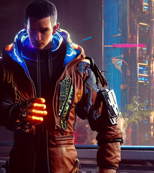 Image similar to cyberpunk 2 0 7 7, charismatic rugged male battle goku - mage portrait, clothed in hooded, metal - plated battle armor atmospheric lighting painted intricate volumetric lighting, beautiful, sharp focus, ultra detailed by leesha hannigan, ross tran, thierry doizon, kai carpenter, ignacio fernandez rios