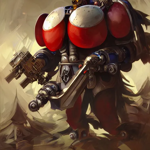 Image similar to doctor ivo robotnik as warhammer 4 0 k character, highly detailed, digital painting, artstation, sharp focus, illustration, art by tan zi and ayanamikodon and alphonse mucha and wlop