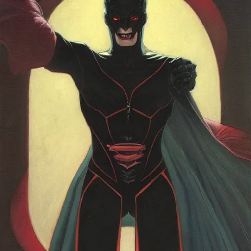 Prompt: portrait of a vampire superhero, by gerald brom