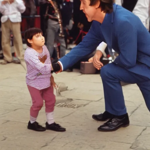 Image similar to paul mccartney bullying a small child, photograph, 4 k