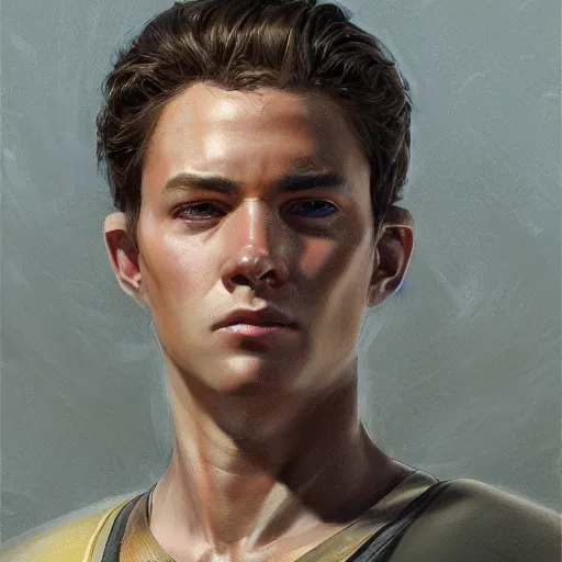 Image similar to the young latin goy as a realistic science fiction character, closeup portrait art by donato giancola and greg rutkowski and daniel dos santos, realistic face, digital art, trending on artstation