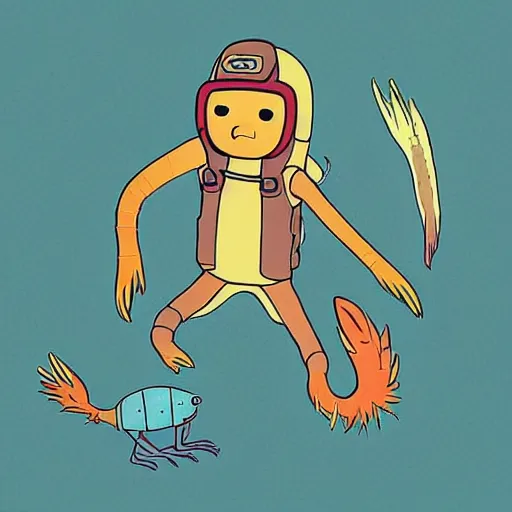 Image similar to “in the style of Moebius and ghostshrimp a young mixed race male explorer, highly detailed, adventure time colour palette”