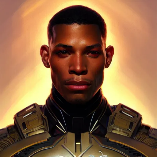 Prompt: ultra realistic illustration, a african american male cyborg soldier, intricate, elegant, highly detailed, digital painting, artstation, concept art, smooth, sharp focus, illustration, art by artgerm and greg rutkowski and alphonse mucha