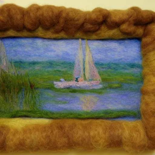 Prompt: a needle felting of a monet painting