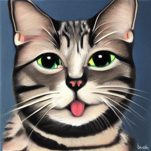 Image similar to winking cat, realistic, painting, 4 k