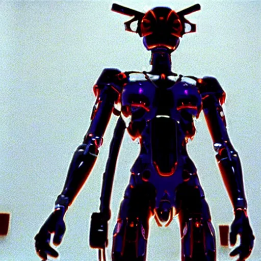 Prompt: movie still of a cyborg evangelion, cinematic composition, cinematic light, warm lighting criterion collection, by edgar allan poe