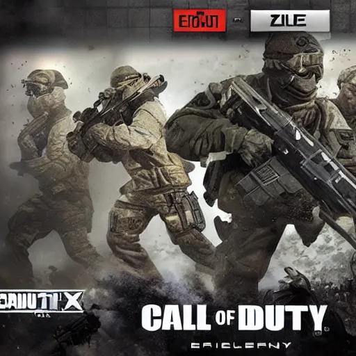 Image similar to call of duty game cube box art epic battle scene explosion tanks guns zombies
