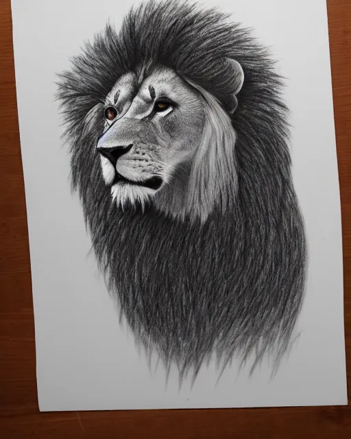 Image similar to pencil drawing of a lion wearing a hoodie