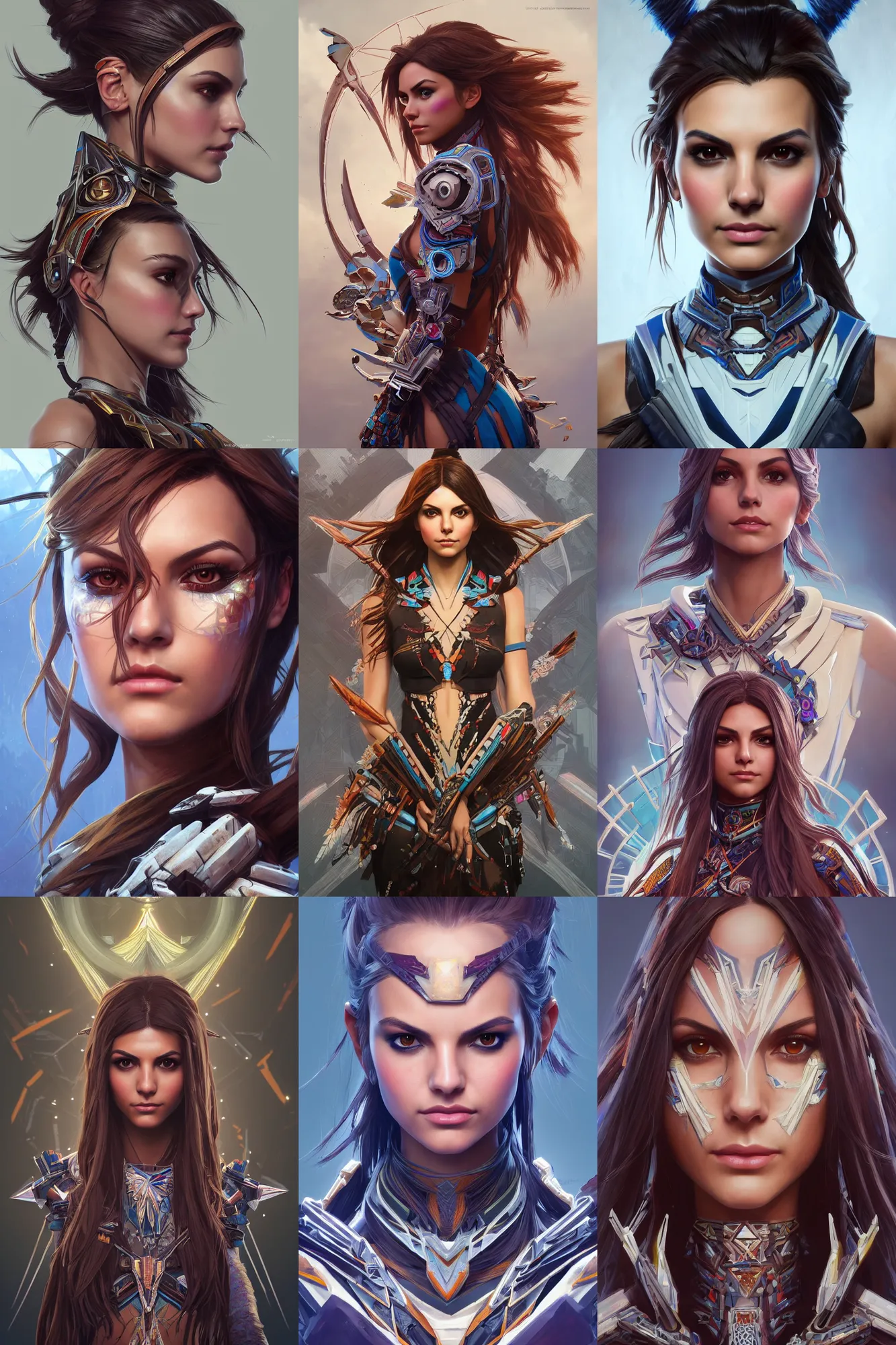 Prompt: symmetry!! portrait of victoria justice in the style of horizon zero dawn, machine face, intricate, elegant, highly detailed, digital painting, artstation, concept art, smooth, sharp focus, illustration, art by artgerm and greg rutkowski and alphonse mucha, 8 k