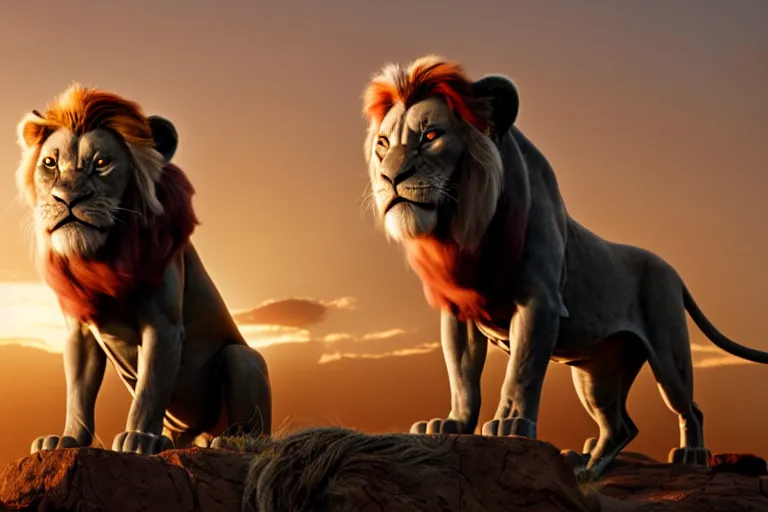 Image similar to cinematic still of Rick Sanchéz in Lion King (1994), XF IQ4, f/1.4, ISO 200, 1/160s, 8K, RAW, dramatic lighting, symmetrical balance, in-frame