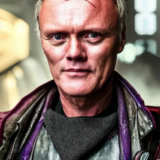 Image similar to Anthony Head as Cyberpunk Uther