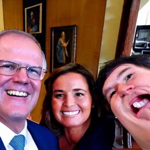 Prompt: scott morrison selfie with jesus christ in heaven